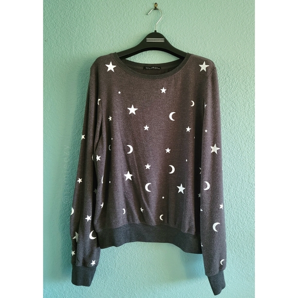Wildfox | Stars and Moons Allover Print Pullover Sweatshirt - Picture 1 of 8